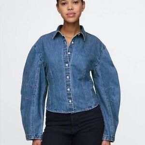 NWT Gap Barrel Sleeve Crop Denim Shirt